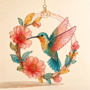 Radiant Hummingbird Bloom DIY Acrylic Puzzle Suncatcher